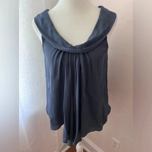 L’Agence Christy Blue Slate Silk Sleevelss Top Cowl Style Neck Women Size XS - Picture 1 of 9